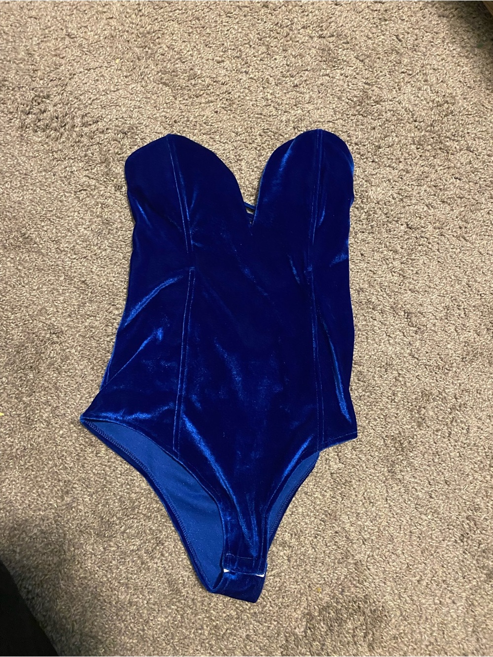Choies Electric Blue Velvet Bustier Bodysuit